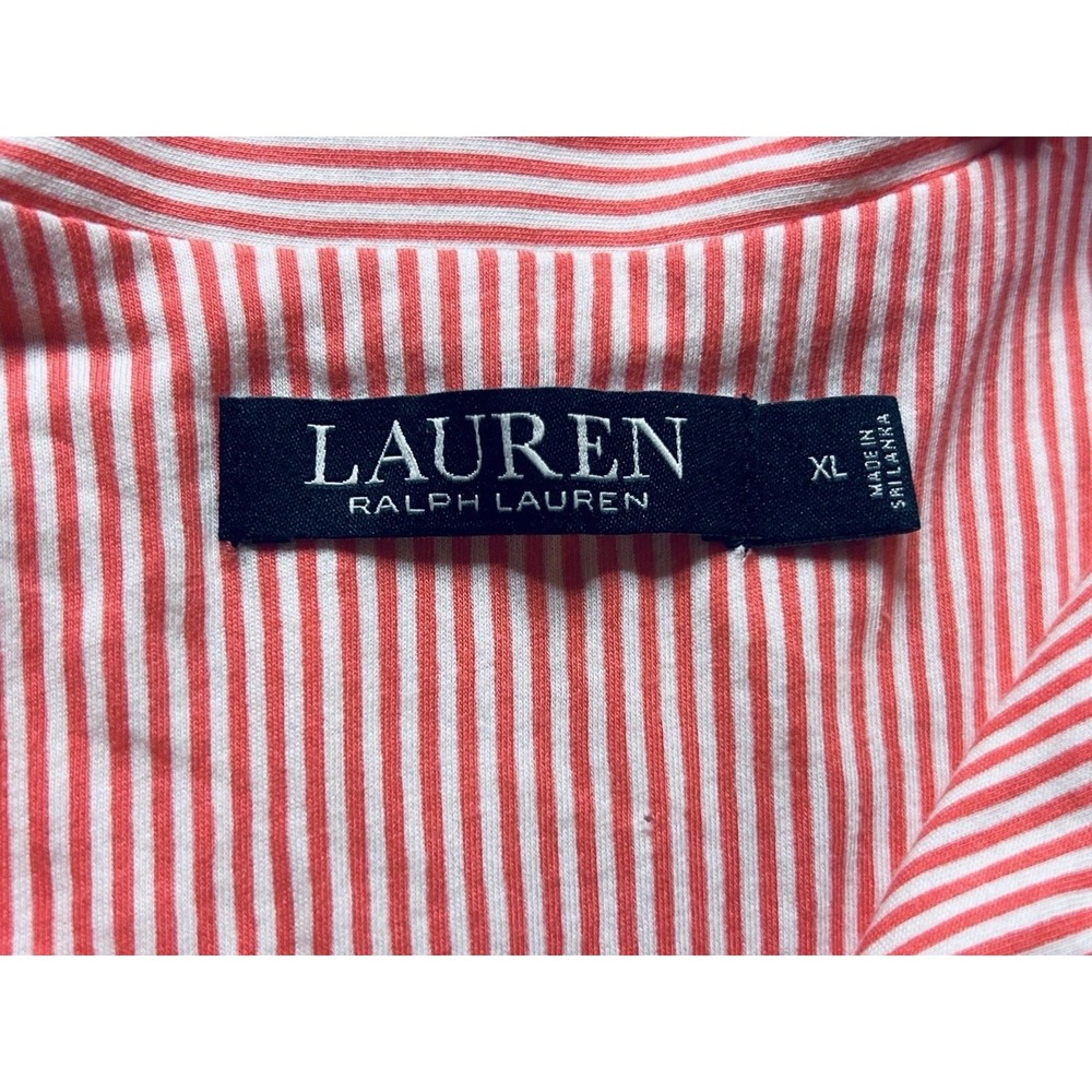 Lauren Ralph Lauren XL Monogram Striped Jersey Notched Collared Pink Pj Set - Picture 10 of 16